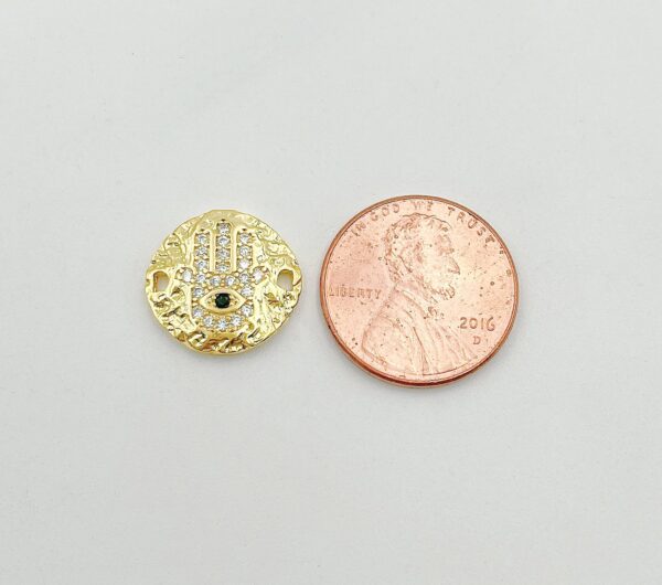 Gold Hamsa Hand Connector and Coin