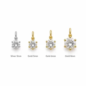 Gold Filled CZ Sunburst Pendant Charm, Round Cubic Zirconia Connector, Silver Crystal Jewelry Finding, Necklace Charm, CP1163