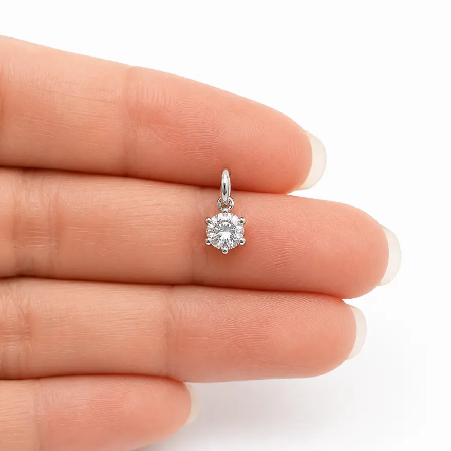 Gold Filled CZ Sunburst Pendant Charm, Round Cubic Zirconia Connector, Silver Crystal Jewelry Finding, Necklace Charm, CP1163 - Image 3