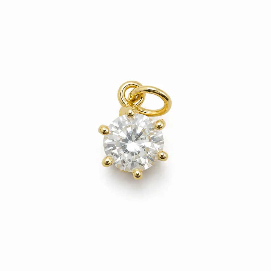 Gold Filled CZ Sunburst Pendant Charm, Round Cubic Zirconia Connector, Silver Crystal Jewelry Finding, Necklace Charm, CP1163 - Image 2