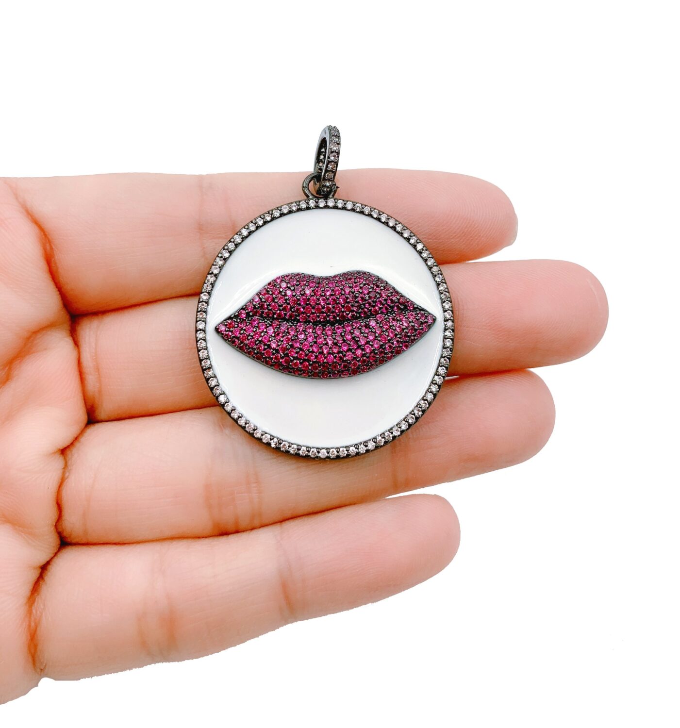 Enamel Hot Lips Charm, CZ Micro Pave Lips Pendant, Enamel Lips Charm, Mouth  Charm, Cubic Zirconia, Lips Charm, 35x9mm, CP1168 - BeadsCreation4u