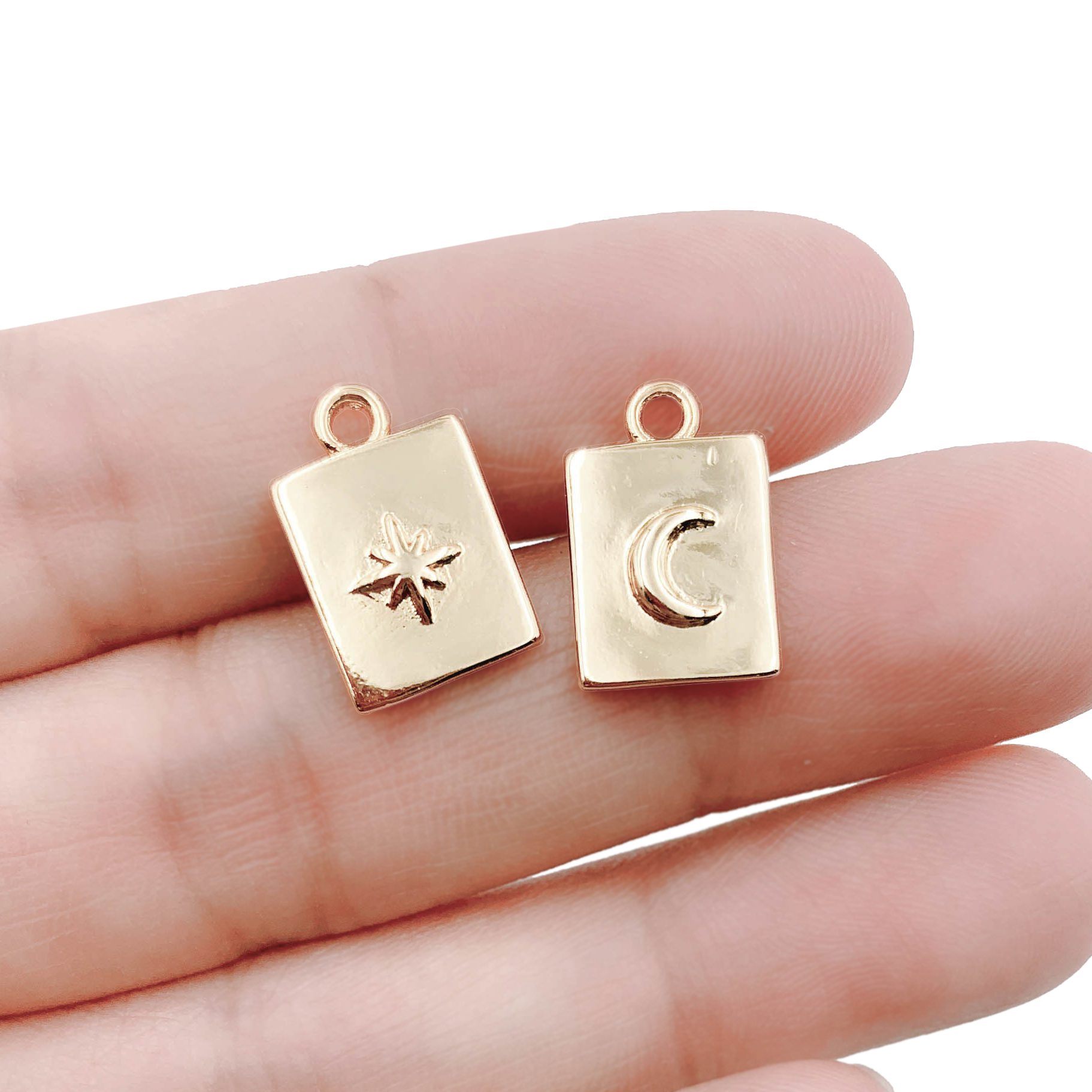 24k Gold Filled Cubic Angel wing heart charms Gold Star Charm Celestial Jewelry Making Supply
