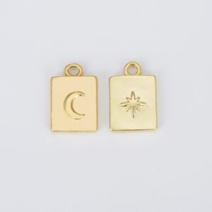 Gold Moon Star Celestial Jewelry Pendant