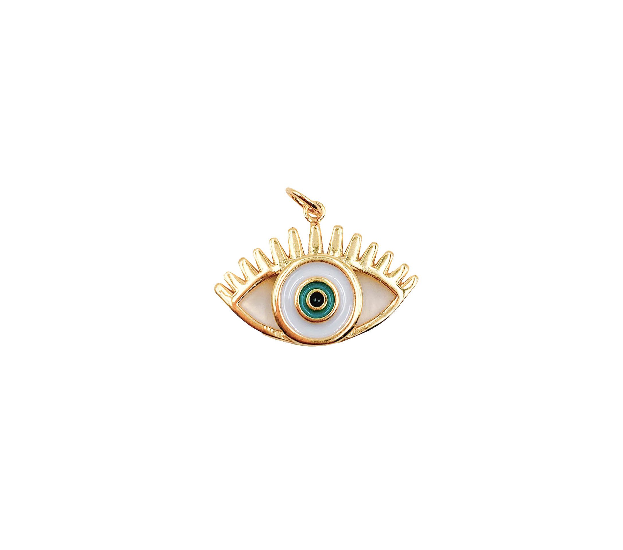 Gold Filled Evil Eye with Lashes Charm, Enamel Evil Eye Pendant, Evil ...