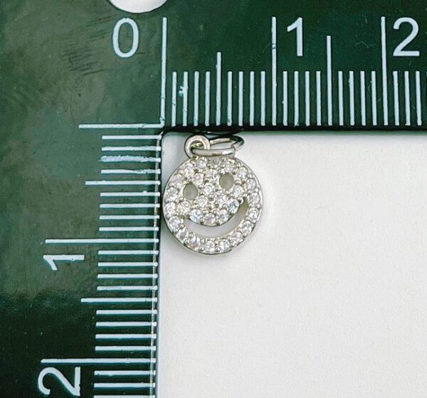 Measuring Micro Pave Dainty Smile Coin Pendant