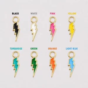 Gold Filled Enamel Lightning Bolt Charm, Colorful Flash Pendant, Multicolor Electric Bolt Jewelry Finding for DIY Necklace Bracelet, CP1212