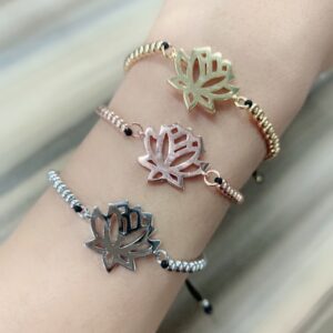14K Gold Filled Lotus Charm Bracelet, Lotus Bracelet, Lotus Flower, Lotus Charm, 61mm, BR008