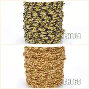 1/3/10 Feet 2mm Gold Sandstone, Blue Sandstone Gemstone Bead Stone Beaded Chain, 18K Gold Beaded Chain, Unfinished Chain, CH065