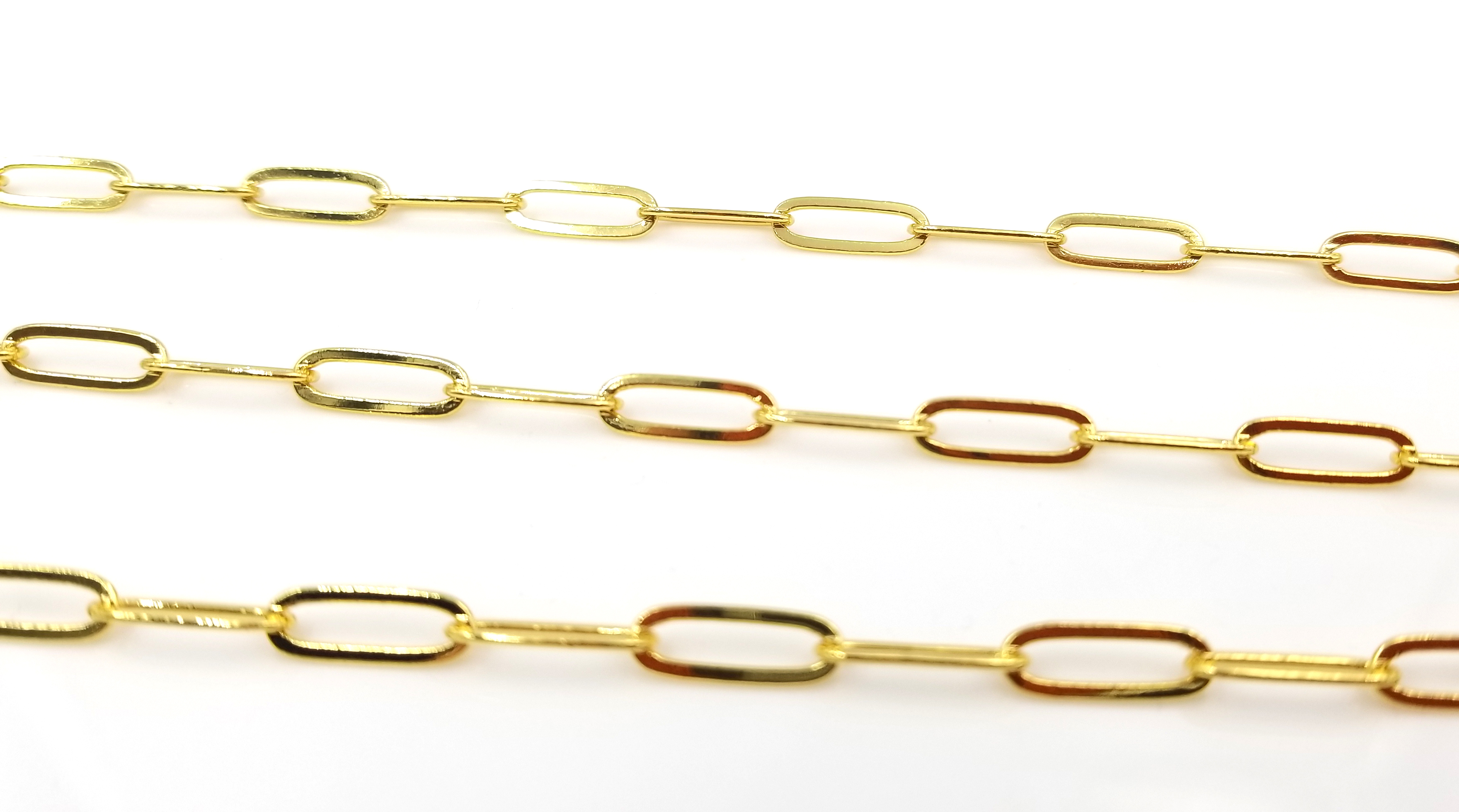 14K Gold Filled Paperclip Chain Necklace Chain, Unfinished Link Chain