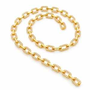 Gold Filled CZ Paperclip Chain by Foot, Pave Rhinestone Link Chain, Dainty Gold Jewelry Chain for Necklace Bracelet Making Supplies, CH098