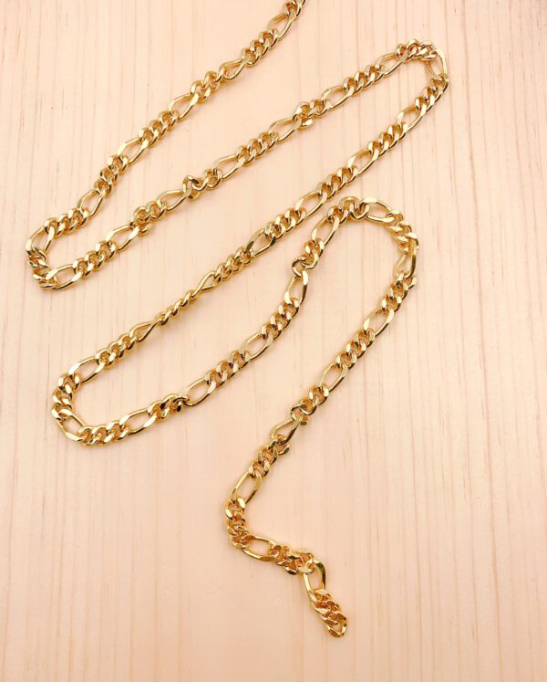 6mm Figaro Chain, Gold 22k Shiny Gold Faceted Curb Chain, Soldered ...