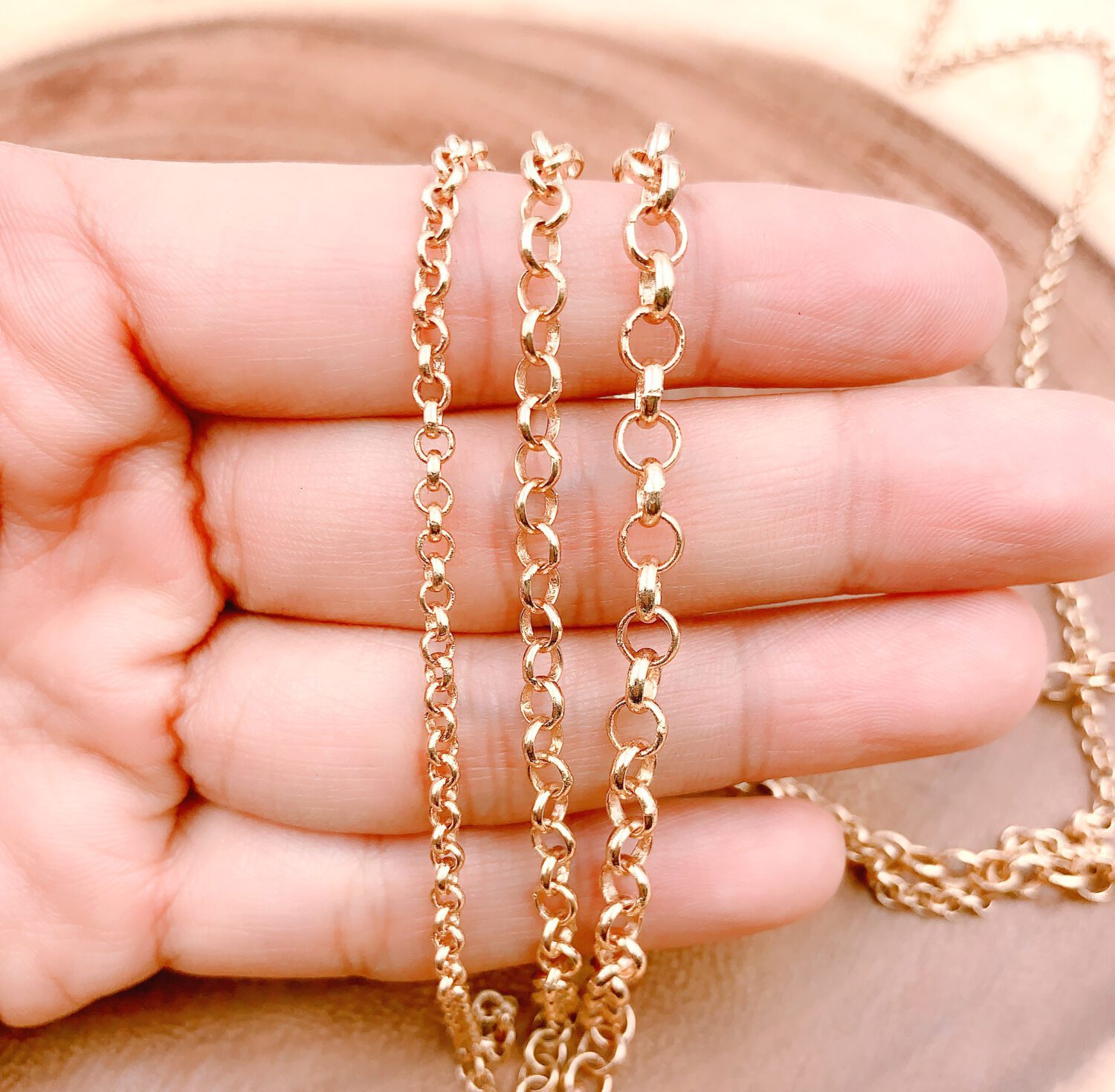 3 Feet of Gold Plated and Natural Brass Chain