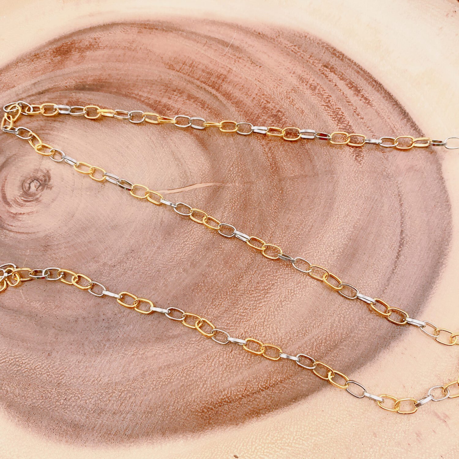 14K Gold Filled & Silver Rolo Cable Chain by Yard, Gold Filled