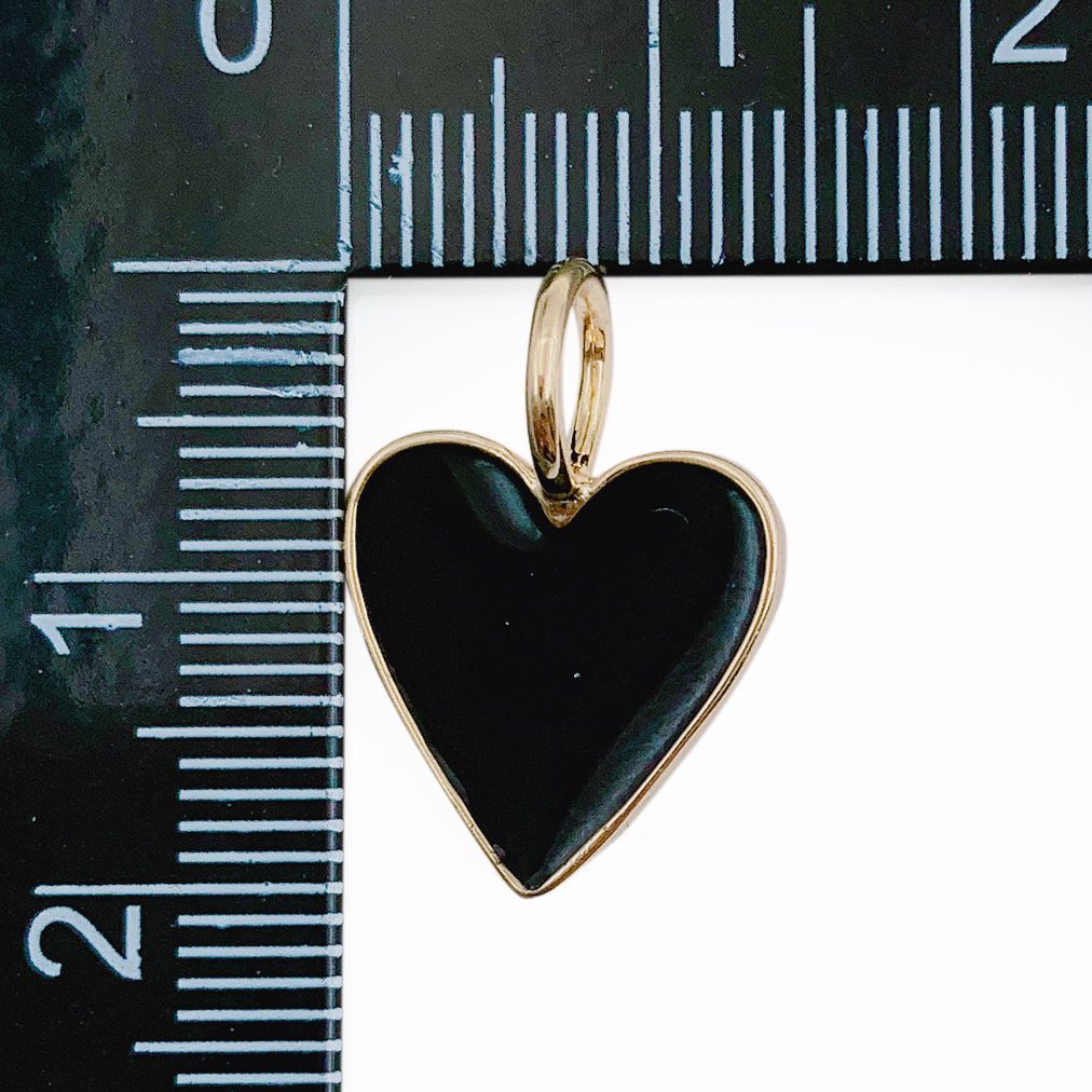 Black Heart Charms - Puffy Black Heart Pendants - Enamel Charms for Keychains - Mother's Day Charms for Jewelry Making - Set of 5