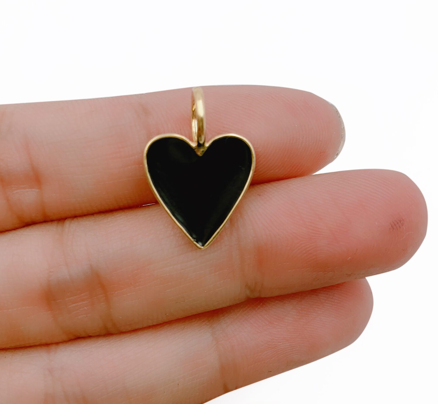 Black Heart Charms - Puffy Black Heart Pendants - Enamel Charms for Keychains - Mother's Day Charms for Jewelry Making - Set of 5