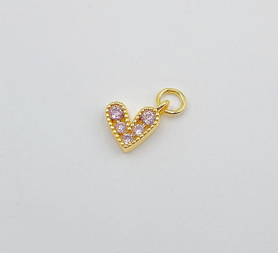 Micro CZ pave pendant heart shape charms little boy girl jewelry cubic zirconia pendant for necklace making wedding gift T306
