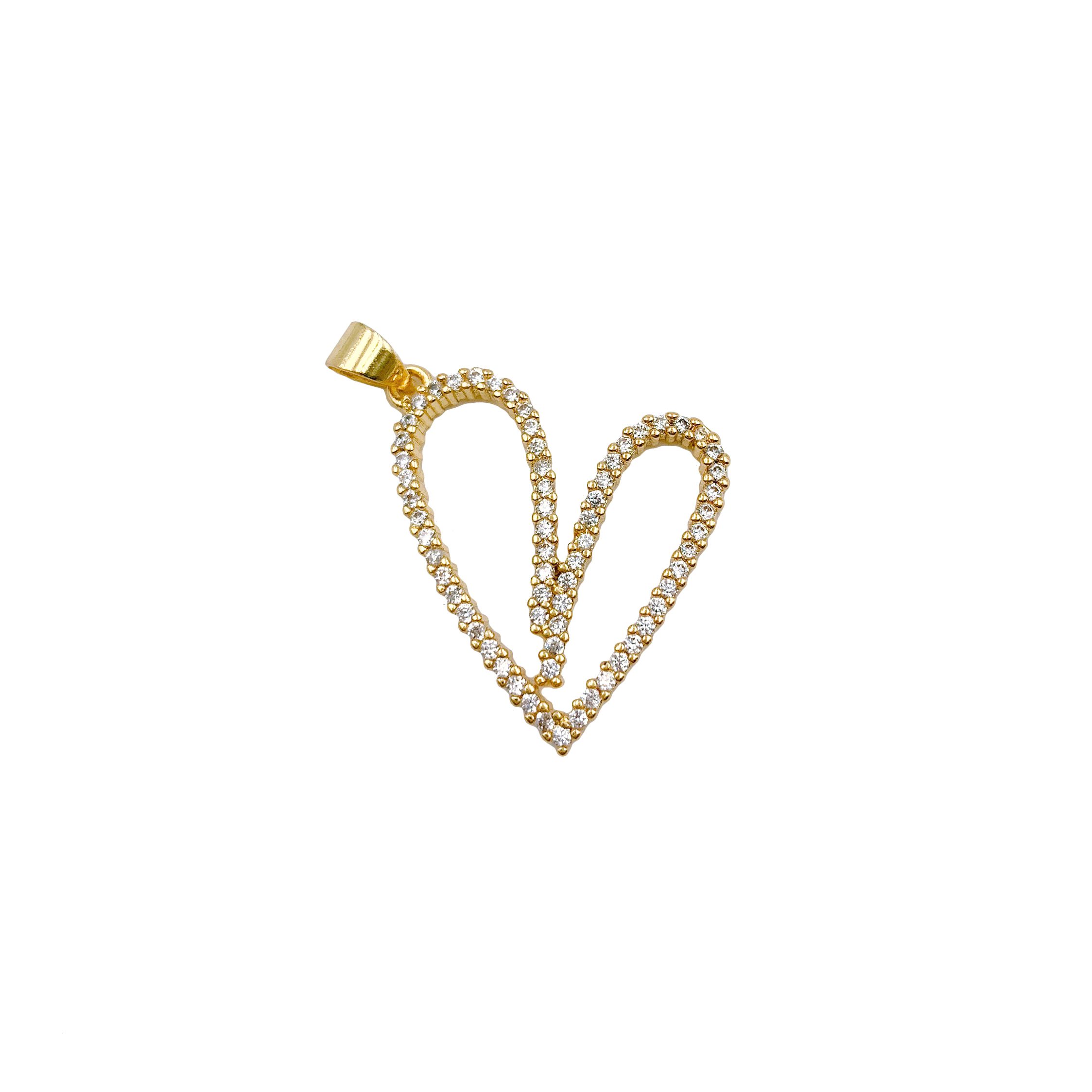 18K Gold Large Heart Shape Pendant, CP1227 - BeadsCreation4u