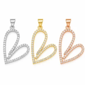 Gold Filled CZ Heart Pendant, Pave Rhinestone Open Heart Charm, Dainty Heart Jewelry Pendant for Necklace Bracelet Making Supplies, CP1227