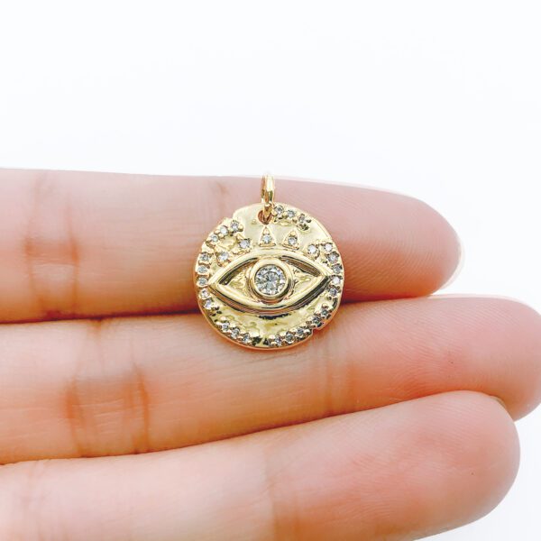 14K Gold Disc Evil Eye Charm Pendant CP1252 BeadsCreation4u   CP1252 4 600x600 