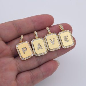 Gold Filled Initial Letter Pendant, A–Z Alphabet Charm with Cubic Zirconia Border for Necklace Jewelry Making, Personalized Gift, CP1257