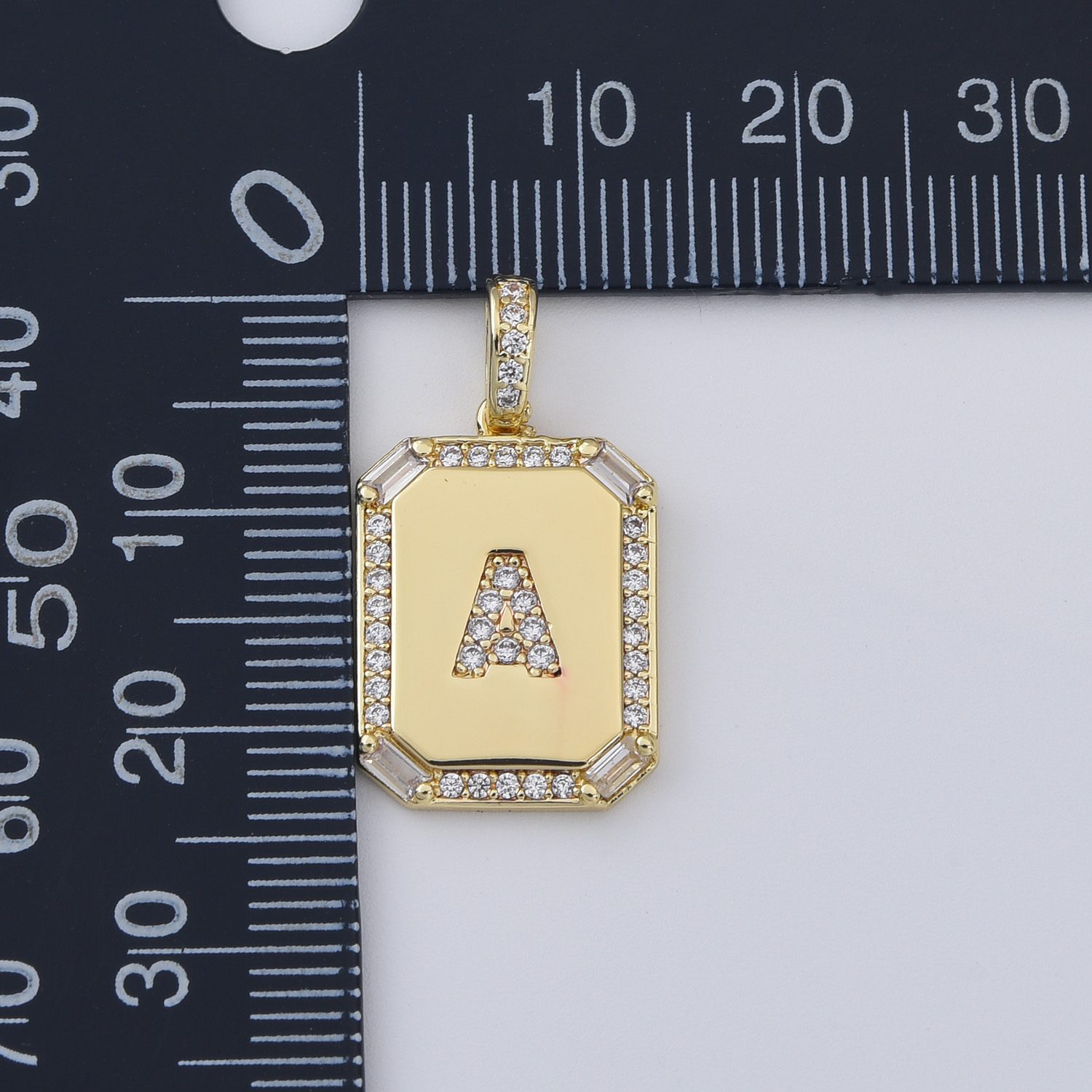Gold Filled Initial Letter Pendant, A–Z Alphabet Charm with Cubic Zirconia Border for Necklace Jewelry Making, Personalized Gift, CP1257 - Image 3
