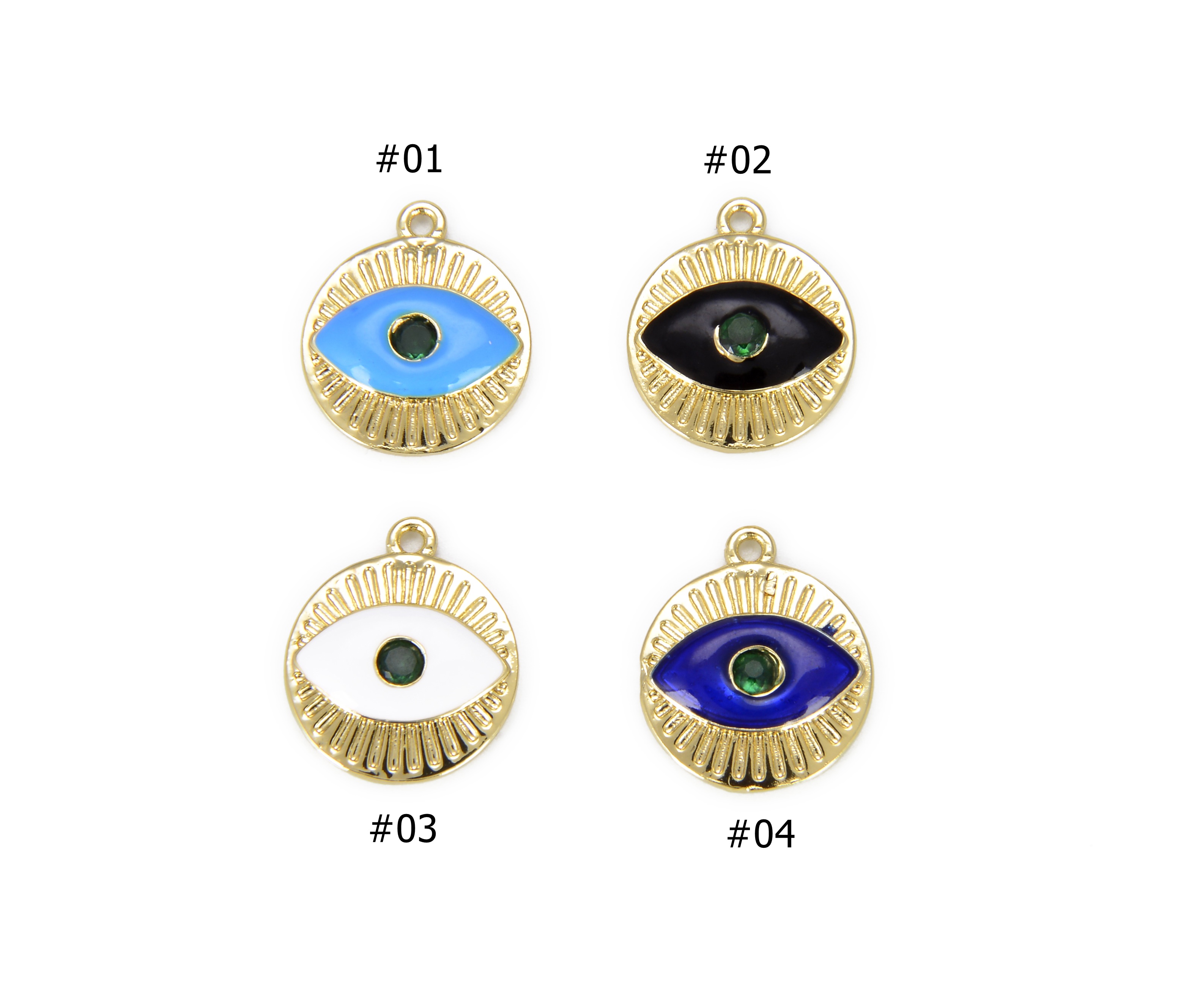 Enamel Evil Eye 14K Gold Filled Charm Pendant Evil Eye Charm Evil Eye   CP878 1 1 