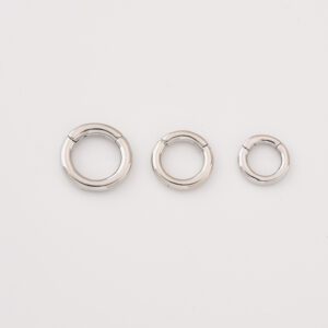 Spring Gate Ring Clasp, Silver Tone Hinged Round Connector Ring for DIY Necklace Bracelet Jewelry Making, Charm Holder Clicker Clasp, CL449