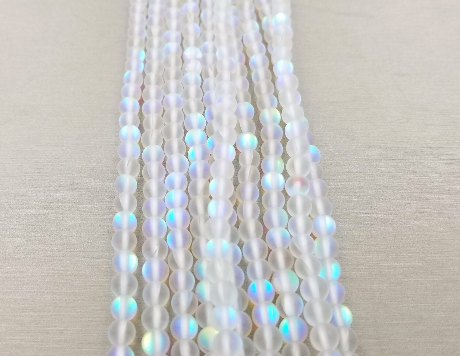 6mm Matte Mystic Aura Quartz Beads, Moonstone Beads, Holographic Gemstone  Smooth Round Loose Beads, Iridescent Beads, GRN065