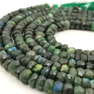 Green Labradorite Faceted Rondelle Bead Strand 8in, Gemstone Beads, Bead Strand, 6mm, DIY, Jewelry Making, GS-PRP028