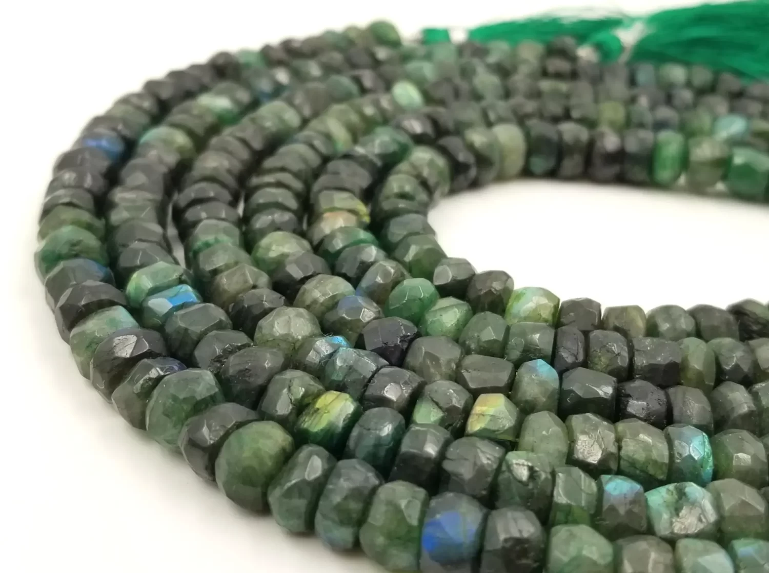 Green Labradorite Faceted Rondelle Bead Strand 8in, Gemstone Beads, Bead Strand, 6mm, DIY, Jewelry Making, GS-PRP028