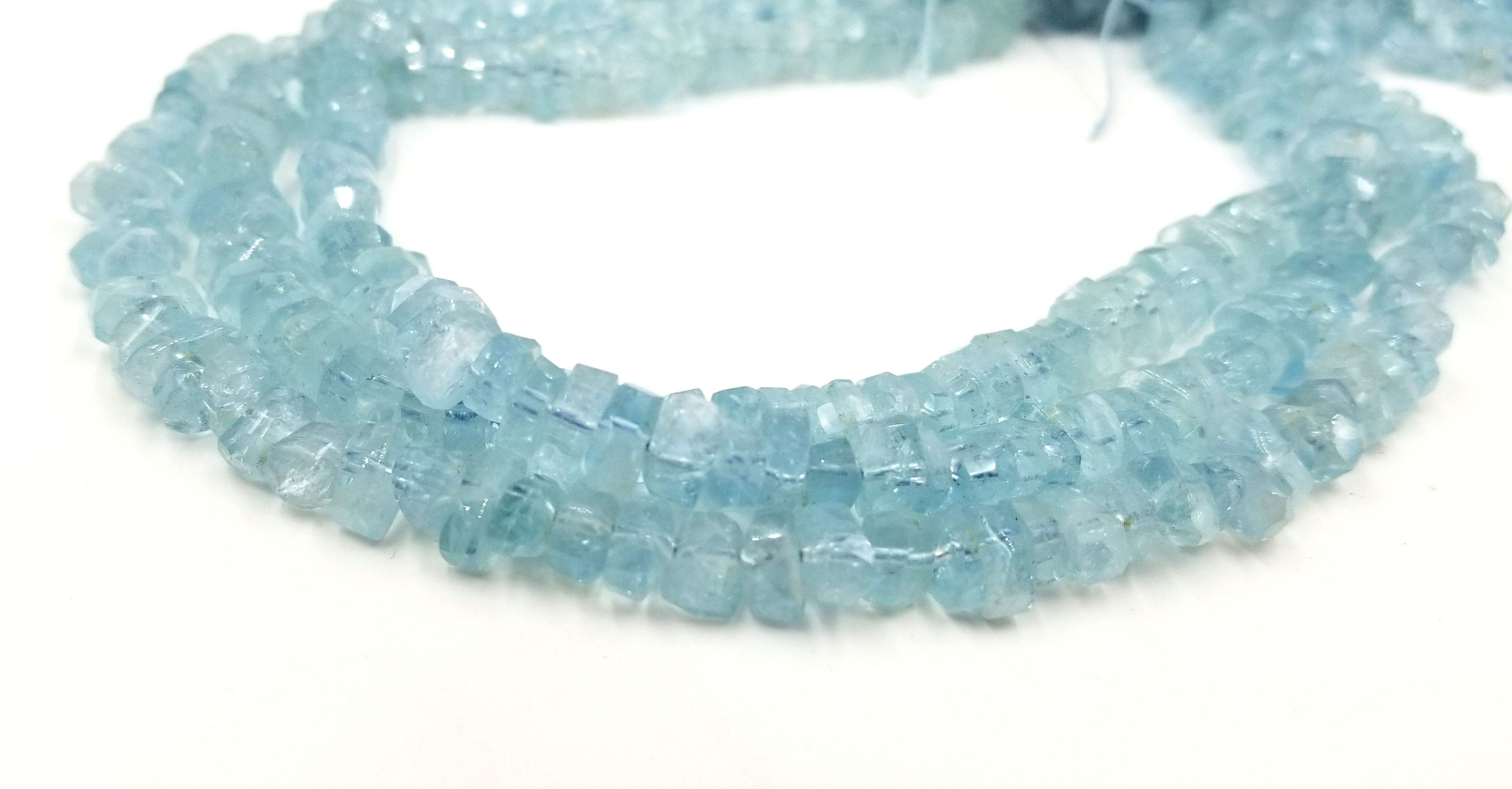 Aquamarine Beads, Natural Gemstone, Full Strand Faceted Natural Blue ...