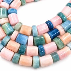 Mixed Beryl Beads A++, Pastel Morganite Mix, Faceted Barrel and Coin Shapes for Jewelry Making Supplies  Full Strand PRP052