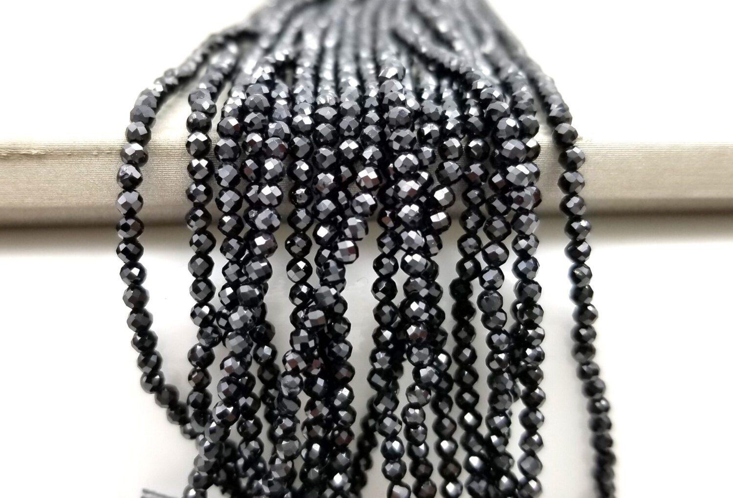 Fine Silver 1.0mm Tiny Faceted Beads (28-Inch Strand)