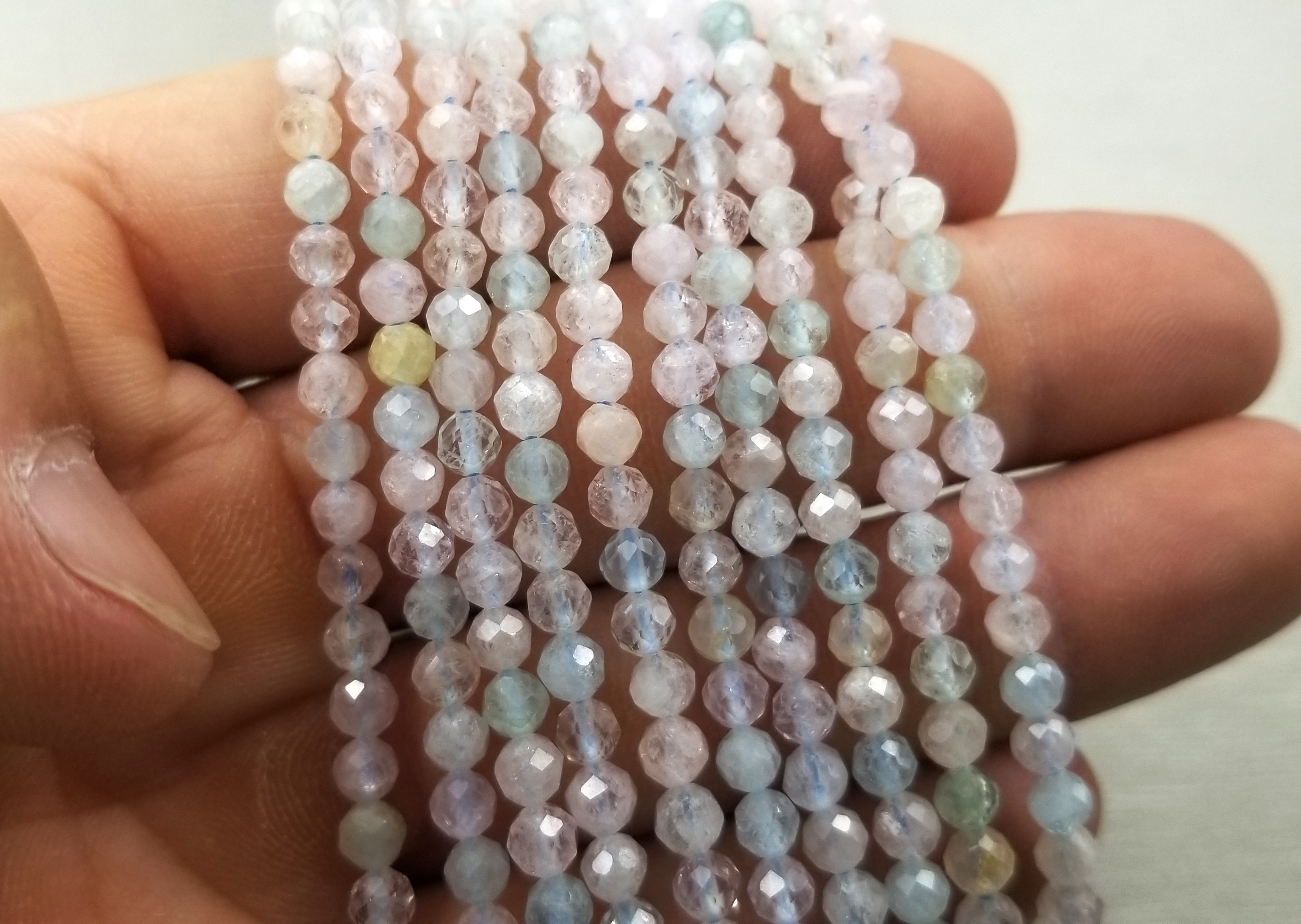 Natural Faceted BerylAquamarinePink MorganiteHeliodor Beads  AAA Quality 4MM Size available,Smooth Beads Jewelry Making,Polished Beads