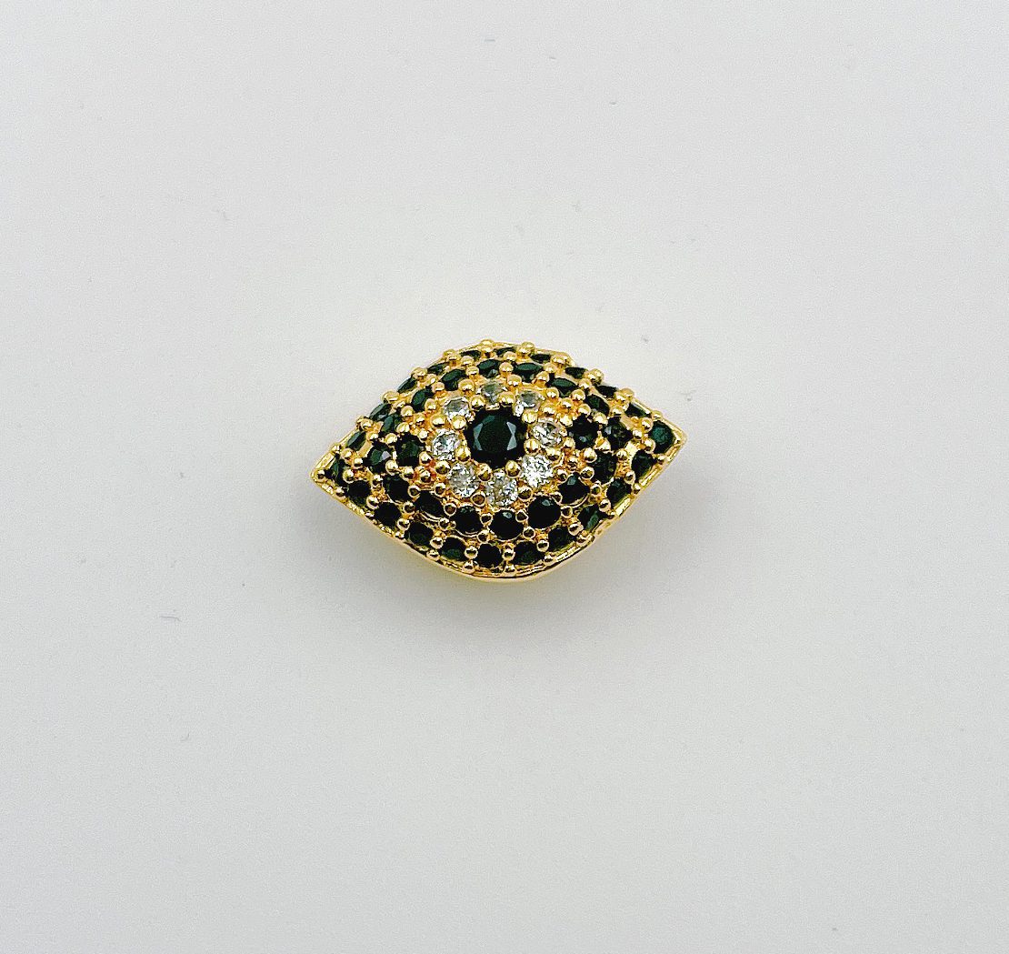 Small Dark Blue Natural Stone Beads & Evil Eye Gold Bracelet