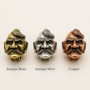 Man Face Bead, Bearded Man Bead, Men's Face Jewelry Finding, Vintage Portrait Bead, DIY Necklace Bracelet Bead, Antique Finish, BD822