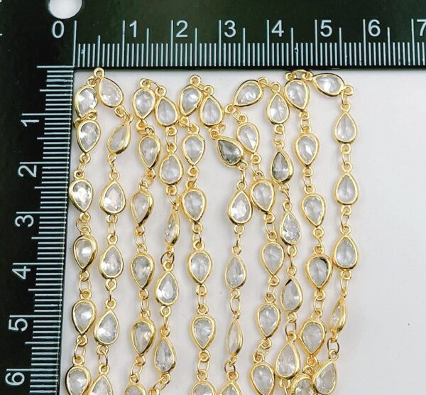 Measuring Gold Tear Drop Bezel Chains