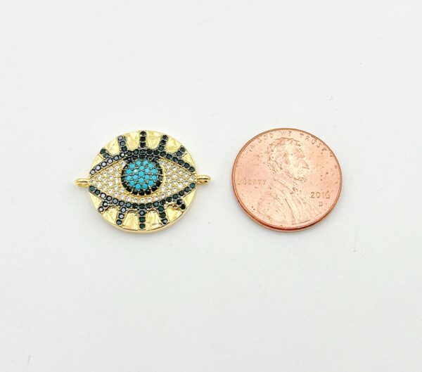 Evil Eye with Eyelash Connector and Coin