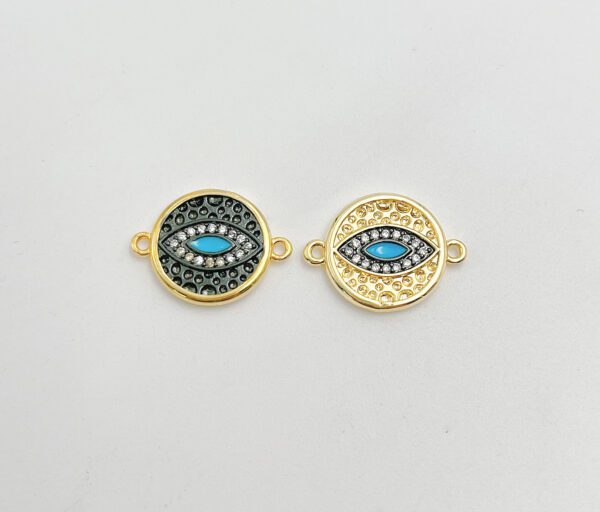 Black and Gold Evil Eye Pendant Connector