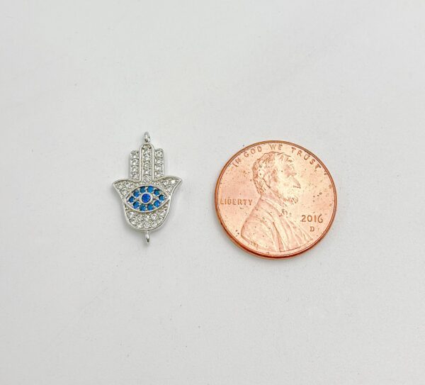 Silver Hamsa Hand Connector and Coin
