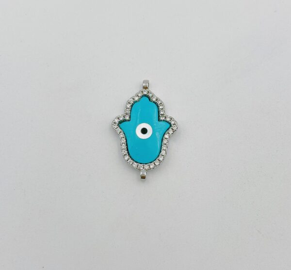 Blue with Silver Hamsa Hand Connector
