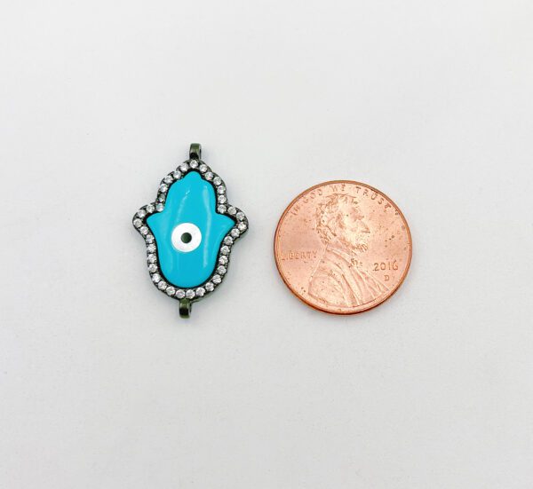 Blue with Silver Hamsa Hand Connector and Coin