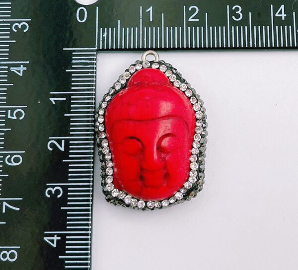 Measuring Red Carved Buddha Head Pendant