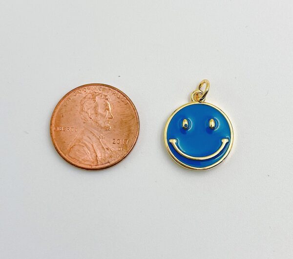 Blue Smiley Happy Charms and Coin