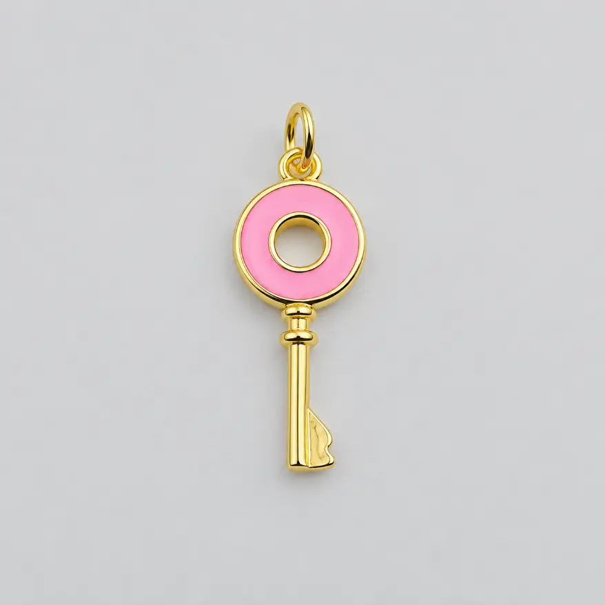Gold Filled Enamel Key Charm, Colorful Skeleton Key Pendant, Pink Black Red Green Key Jewelry Finding for DIY Necklace Bracelet, CP1312 - Image 3