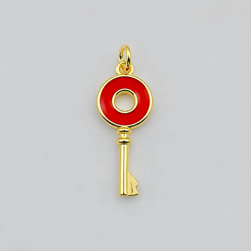 Gold Filled Enamel Key Charm, Colorful Skeleton Key Pendant, Pink Black Red Green Key Jewelry Finding for DIY Necklace Bracelet, CP1312 - Image 5