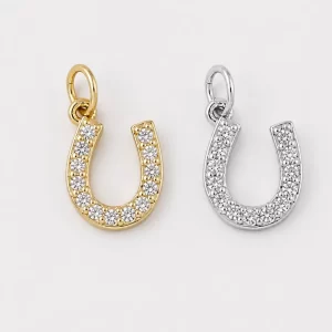 Gold Filled Pave CZ Horseshoe Charm, Crystal Horseshoe Pendant, Lucky Horseshoe Jewelry Making Supply, Necklace Charm, CP1314