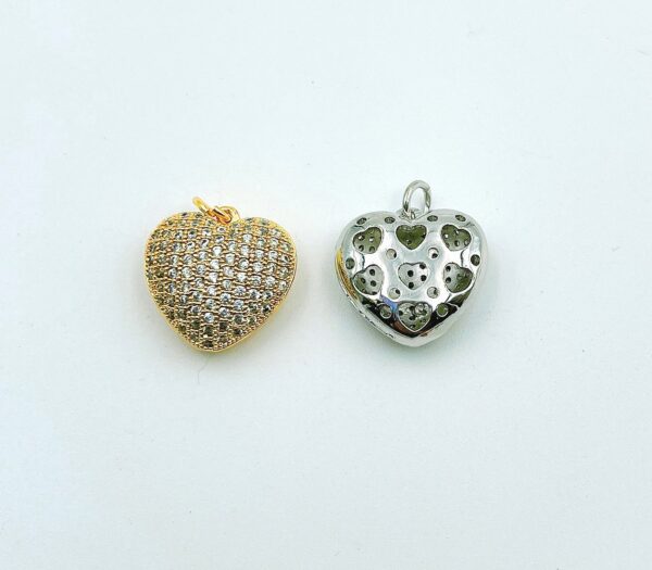 Heart Charm Dangling Pendant With Cubic Zircon
