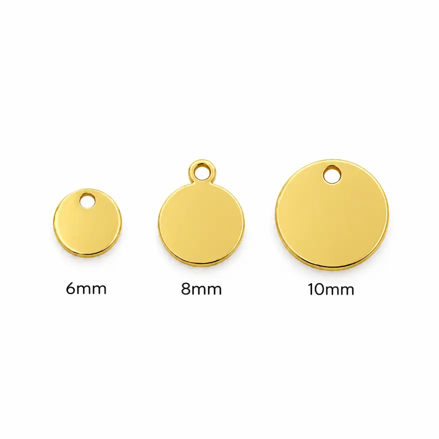Gold Filled Round Blank Disc Charm, Smooth Metal Stamping Tag Pendant, 6/8/10mm Circle Charm for Necklace Bracelet DIY Jewelry, CP1323