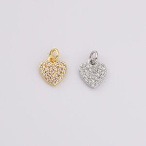 Gold Filled Heart Charm, Cubic Zirconia Pave Pendant/Charm, Necklace Pave Pendant, Heart Necklace, 15x8mm, CP233